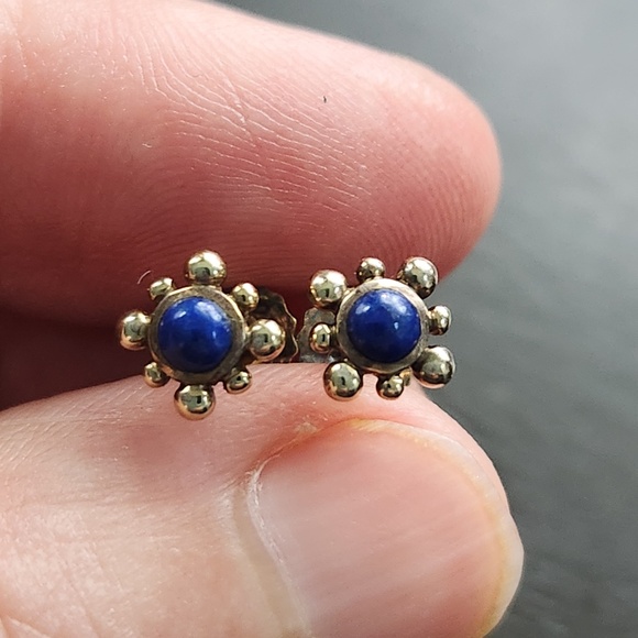 Astley Clarke Floris Mini Stud Earrings, Lapis Lazuli Gold Vermeil, VERY USED - Picture 6 of 16